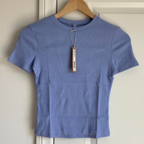 Skims Cotton Rib T-Shirt in Blue Violet, Size Small - Picture 6 of 8